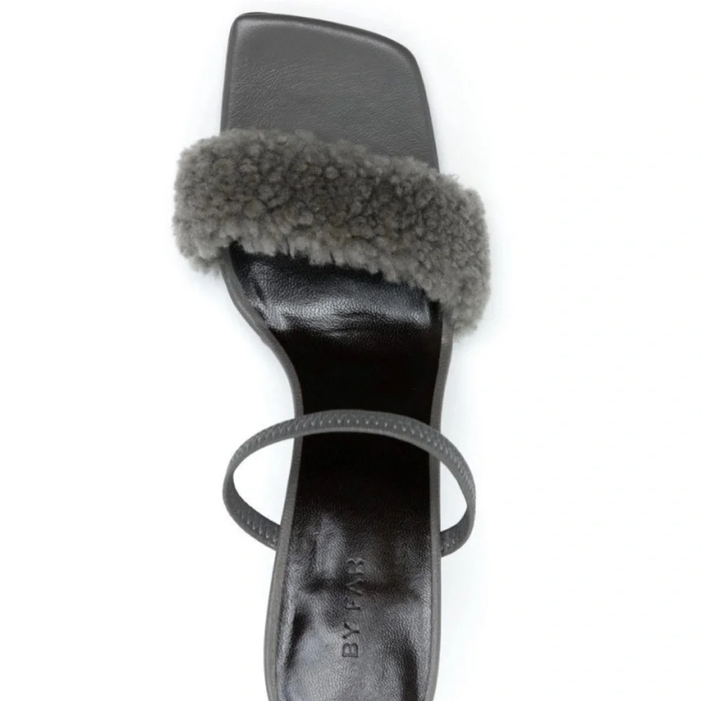 New BY FAR leather ADA sandals color Gray  size 38